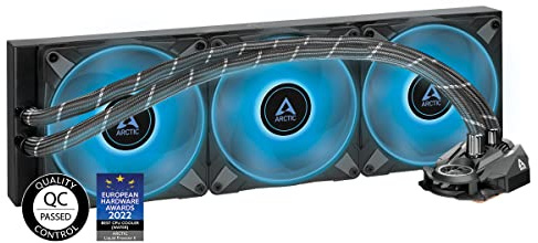 ARCTIC Liquid Freezer II 420 RGB - Multi-compatible all-in-one CPU AIO water cooler with RGB, efficient PWM-controlled pump, fan speed: 200-1900 RPM, LGA1700 compatible - Black