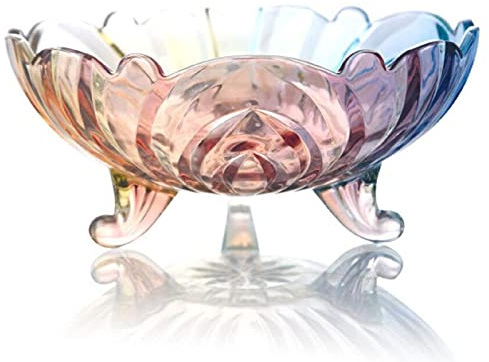 JUNYFFF Cuencos Cesta De Frutas Sala De Estar Moderna Cristal Creativo Cubo De Frutas Frutero Cesta Grande Plato De Dulces Frutero, 25X10.6Cm,B