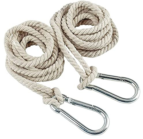 YURRUON Baumschaukelseil, 2 Stück, Hängematte, verstellbare Schaukelhaken, Gurt, Gartenmöbel, Zubehör (4 m Einzelseil)