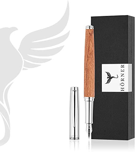 Hörner Legno - Hochwertiger Füllfederhalter Holz inkl. Konverter I Premium Geschenkbox I Luxus Design I Edel Feder „Made in Germany“ I Attraktiver Stift für Herren und Damen
