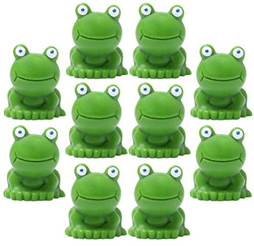 Toyvian Resin Frogs Miniature Figurines 10Pcs Tiny Frog Models for Moss Microlandscape Decor Diy Bonsai Crafts and Garden Ornaments