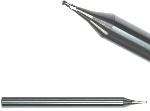 VHM Micro Radiusfräser ballnose end mill Mini Radiusfräser Ø 0,2-0,9 - VHM für NE-Metalle (Alu, Messing, Kunststoffe), R 0,1 / Ø 0,2