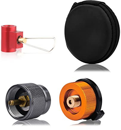 3-teiliges Gaskartuschen Adapter, Propan/Isobutan/Butan/Nachfülladapter Set, Campingkocher Adapter Gasflaschenadapter Camping Rucksackkocher Gas-Nachfüll-Adapter für 1 LB Propangastank