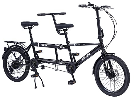 Tandem-Fahrrad – City-Tandem-Klapprad, faltbares Tandem-Beach-Cruiser-Fahrrad für Erwachsene, verstellbar, 7 Gänge, CE/FCC/CCC