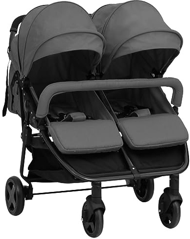 SKM Geschwisterwagen Dunkelgrau und Schwarz Stahl, Weight: 14.58 kg, 10360