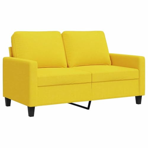 vidaXL Sofá de 2 Plazas, Asiento con Respaldo Reposabrazos Acolchados, Sofá Tapizado de Descanso, Sillón para Salón Hogar, Tela Amarillo Claro