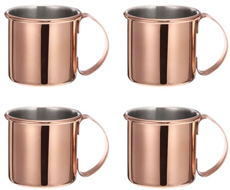 sourcing map Mini Tasses en Cuivre 60ml/2 OZ 4 Pièces Verre à Shot en Acier Inoxydable Plaqué Cuivre, Mugs à Cocktail Pour Boire en Soirée et Cadeau, Or Rose