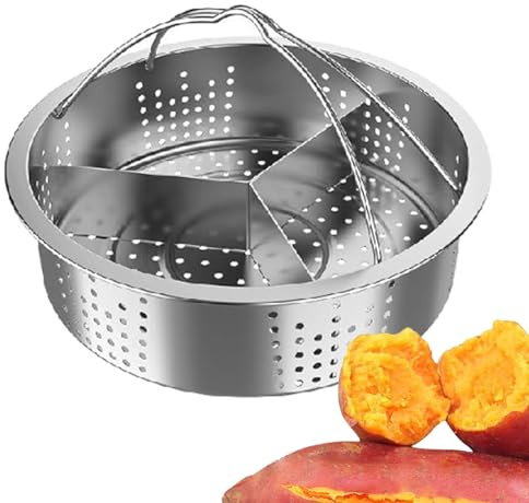 WEITING Dampfkorb Triple Fach Topf Trennwand Set | 21cm Edelstahl Topf Körbe Mit Trennwand | Steaming Grid Basket Divider Für Gemüse, Kartoffeln, Muscheln, Gekochte Eier