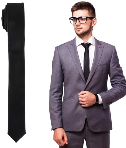 Krawatten für Herren,Verstellbar Eng Anliegend Krawatte,Elegante Krawatte Schwarz,Schwarze Krawatte,Geeignet für Herren-Hochzeits-Abschluss-Schuluniformen,Geeignet für Büro-Feiertagsveranstaltungen