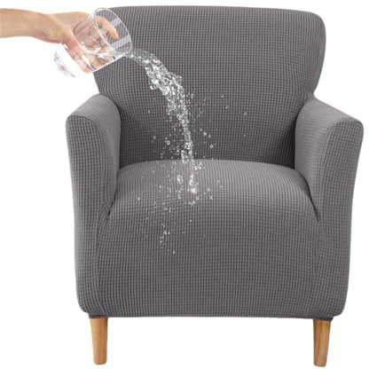 Highdi Funda de Sillón Individual Jacquard de Color Sólido Impermeable Funda de Sofa Elástica 1 Plaza con Reposabrazos, Fundas de Sillón Chesterfield Lavable para Sala de Estar (Gris Claro)