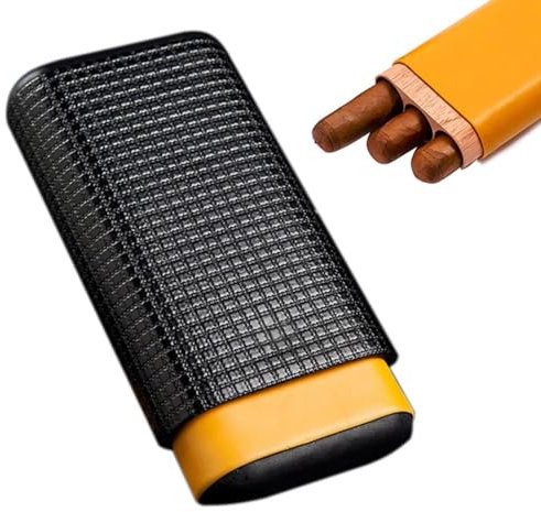 Berfea Zigarrenetui, Humidor Zigarren, Humidore mit Zedernholzfutter, Echtes Leder Zigarrenbox, 3 Röhren, Zigarrenhalter, Zigarren Aufbewahrung, Zubehör für Reisen