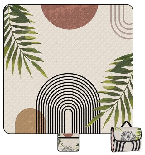 Picknickdecke Wasserdicht, 200 x 200cm Bohemian Groß Stranddecke Sandfrei für 4-6 Personen, Tragbare Waschbar Picnic Blanket mit Tragegriff, Isoliert Strandmatte für Camping, Picknick, Wandern, Reisen