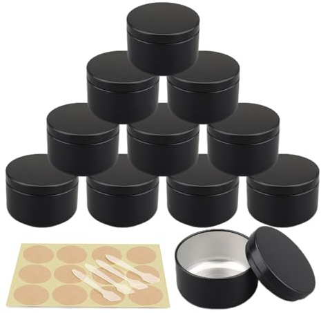 YANCAER 10 Stück 50 ml Rund Schwarz Aluminium Schraubdose Cremedose Alu-Tiegel Dosen 50g Aludose Blechdosen für Kosmetik Kerze Salben Cremes Lippen Balsam