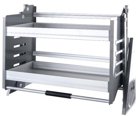 Aluminium-Ausziehböden für Oberschränke - 2-stöckiger Schrank-Ausziehboden, Breite verstellbar