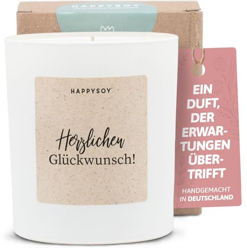 Geschenke zum Geburtstag - Duftkerze mit Spruch - Geburtstagsgeschenk, Happy birthday, Geburtstagskerze, Sprüche - Handgemachte Kerze - Sojawachs - Weiß