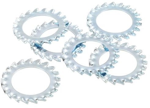 QUARKZMAN 40 Piezas Arandelas de Bloqueo con Dientes Externos M20 Acero con Acabado de Zinc Arandela de Bloqueo Dentada Externa para Sujetadores de Equipos Mecánicos Color Plata