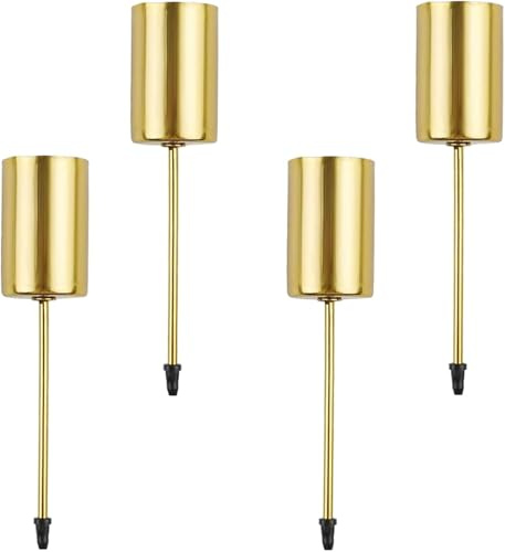 4 Stück Adventskranz Kerzenhalter, Retro Stabkerzenhalter kerzenhalter mit kurzem Dorn Metall Kerzenleuchter, für Adventskranz Weihnachten Kerzenteller (Gold)