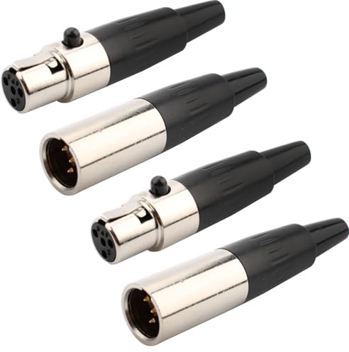 RUNCCI-YUN 2Set Mini 4-polige XLR-Stecker und-Buchsen Anschlüsse,Mikrofonkabelstecker,Mikrofon-Audiobuchse Lötanschluss XLR Einbaubuchse Buchse,für Mikrofonlautsprecher