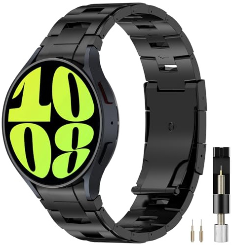Miimall Titanband för Samsung Galaxy Watch FE/7/6/5/4 40 mm 44 mm, inget mellanrum lätt metallarmband för klocka 6 Classic/5 Pro/4 Classic, Samsung Watch 7 ersättningsrem för män kvinnor