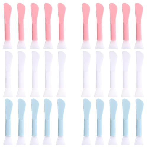 Wopanxye 30 Stück Silikon Gesichtsmaske Pinsel Weiche Silikonpinsel Fächer Maskenpinsel Geeignet für Schlafmaske, Schlammmaske, Skin Care Aesthetic, Hautpflege, Creme, Gesichtswäscher, Lippenpinse | Face Stick Plastic Tip Spoon Disposable Beauty Makeup Tool for Mixing, Sampling, Waxing, DIY Facial Mask Skincare, Reusable