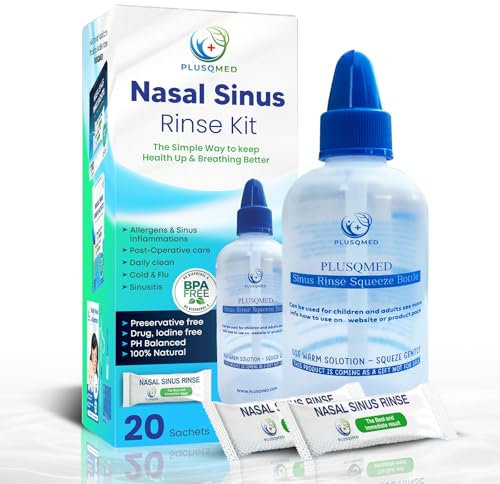 Sinus Rinse Kit, 250 ml Flasche + 20 Salzbeutel, Neti Pot,Nasenspülung,Nasenspülung,Nasendusche für Erwachsene zur Nasenreinigung,mit Meersalz 100% natürlich