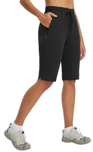 baleaf Damen Wandershorts 13 Zoll Outdoorshorts Wasserabweisend mit Reißverschluss Tasche Schwarz 3XL