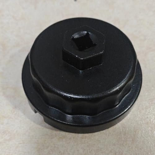 CHERALKEST Ölfilterschlüssel für Toyota, Lexus, Camry, Ölfilter-Entfernungswerkzeug für Runner, Tundra, Tacoma 2,5–5,7 l Motor, 64 mm, 14 Rillen, schwarzes Ölfilter-Werkzeug