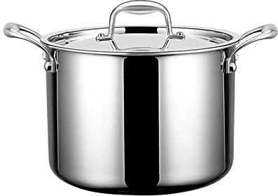 Olla Alta para Sopa Olla para cocinar en caldo Ollas para cocinar en caldo Olla para cocinar en caldo, olla para sopa de acero inoxidable 316 con tapa, olla grande para estofado, para uso do