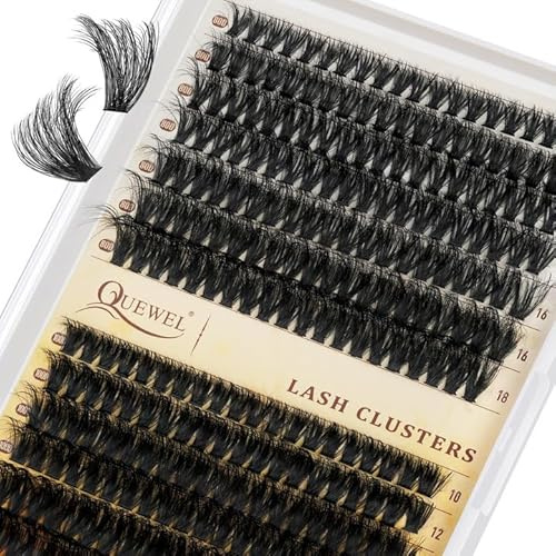 QUEWEL Wimpern-Extensions 80D+100D Flauschige Cluster-Lashes, 280 Stück Lash-Extension frei kombinierbar, 3D Effekt einzelne-Wimpern einfach zu verwenden (RR-3D-80D+100D)