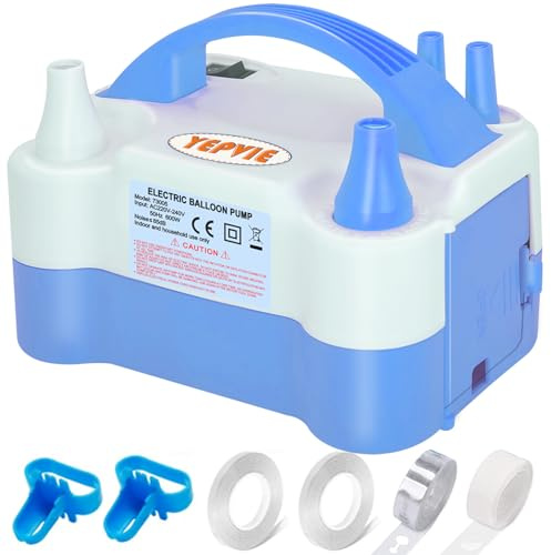 YEPVIE Electric Balloon Pump UK, Portable 2 Modes Balloon Inflator with 6 Balloon Arch Kits, Electric Air Pump for Balloons, Professional Electric Balloon Blower Machine for Birthday Party Decoration
