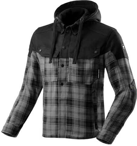 REBELHORN Shifter Motorradjacke Motorradhemd Herren | Textil | Ellbogen und Schulterprotektoren Stufe 2 | Abnehmbare Kapuze | 4 Belüftungskanäle | Schutzstufe AA | Größen bis 10XL