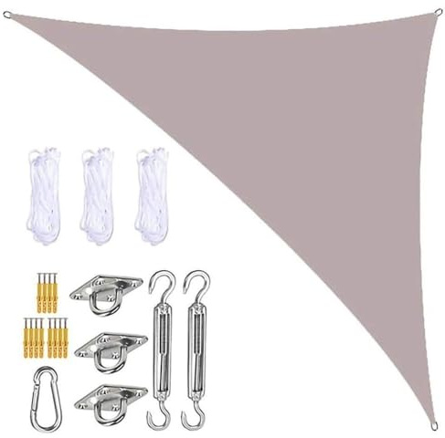 LSWKG Telo Ombreggiante Esterno,Tenda a Vela Triangolare Ombreggiante, Impermeabile Vele Parasole Protezione UV per Esterno, Giardino e Terrazza, Piscina Khaki,5 x 5X 7m