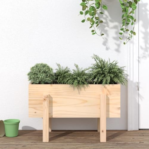 HaoChrymec Pot de Fleurs with Pin Massif, Design Rustique, Jardinières Extérieur, Bac à Fleurs Extérieur, Jardinière Balcon, Balconnière Extérieure, 62 x 30 x 38 cm