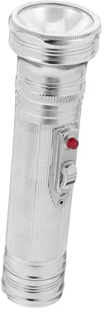 HORIALENCE Lampe Torche en Métal Vintage Années 80, Lampe De Poche à L'ancienne, 2 Piles d Non Incluses, 5 Ampoules LED, Déco Bureau Et Camping, Accessoires Photo, Format Portable, Lot Unique