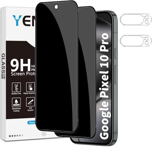 Yenwen Sichtschutzfolie für Google Pixel 10 Pro für Panzerglas, 2 Stück Sichtschutz und 2 Stück Kameraschutz, 9H Härte Privacy Schutzfolie Folie Anti Spy Blickschutzfolie