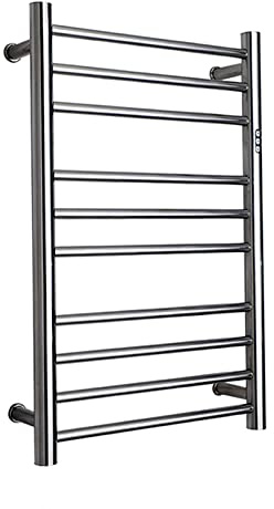 Scaldasalviette Elettrico Con Timer Integrato, Stendibiancheria Portatile Da 10 Barre Per Radiatore Da Bagno, Acciaio Inossidabile 304 Con Finitura Lucida, Quadrato, Stendibiancheria Cablato, Rotondo
