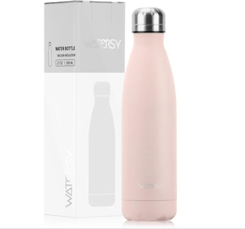 Borraccia Termica in Acciaio Inox 500 ml – Design WATERSY – Isolamento 24h Freddo / 12h Caldo, Antigoccia, Senza BPA, Ideale per Sport, Viaggio e Ufficio, Riutilizzabile (ROSA)