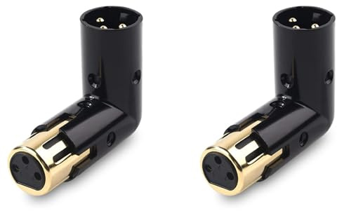 Rastapulz 2 stycken 3-polig XLR-vinkeladapter, justerbar, till hona, högervinklad XLR-adapter, XLR-90 graders adapter
