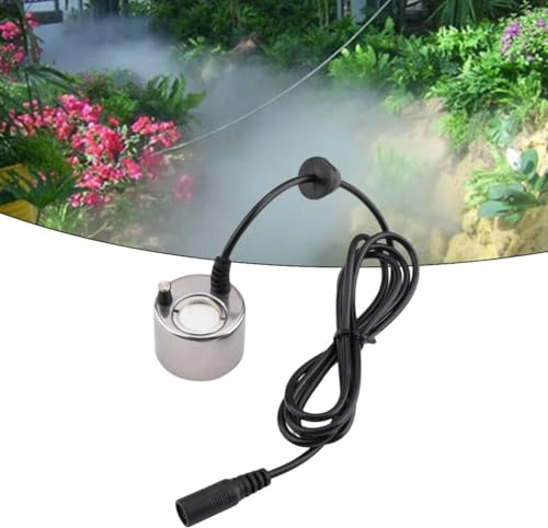 FUBESK Nebbia senza luce da 38 mm per balcone, giardino e paesaggio acquatico, evaporazione 350 ml/h, umidificatore in acciaio inox con cinghia di serraggio da 5 m