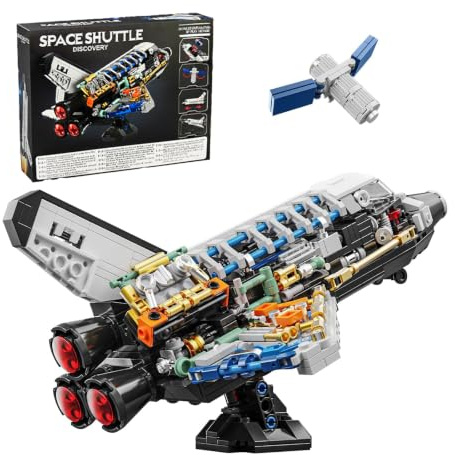 536 Pièces Kit de Construction Navette Spatiale, Jeu de construction de navette spatiale Extensible & Design Translucide,Jouet avion, vaisseau spatial, Créatif Cadeau Fille 6 Ans et Plus Garçon