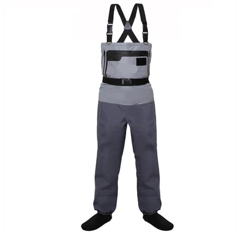 DKJAHSEK Waders 5-lagers hållbara andningsbara vattentäta bottenfot fluga persika bröst lårbyxor för herr och dam (3XL)