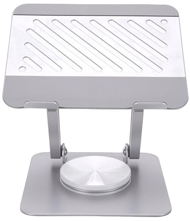 Ejoyous Tablettställ, Justerbar Höjdplatta med 360 Roterande Design, Solid Metallkonstruktion och Viktad Bas, Hopfällbart Bordsställ för Videomöten och Arbete