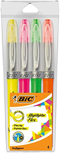 BIC Highlighters Flex – blandade fluorescerande färger, paket med 4