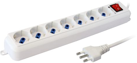 Techly 103922 Multipresa 7 Posti Italiana Bipasso/Schuko Cavo 5m Bianco