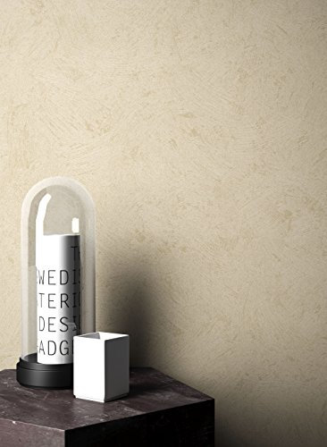 NEWROOM Papel pintado barroco beige vellóntapete Uni Bauhaus Putz Beton Stein hermoso diseño moderno 3d mirada , incluyendo papel tapiz guía