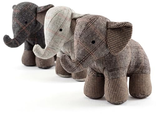 The Magic Toy Shop Weighted Door Stop Animal - Novelty Fabric Elephant Floor Stopper with Sand Filling - Decorative Door Holder for Wood, Carpet, Home Bedroom & Living Room, Assorted Colours