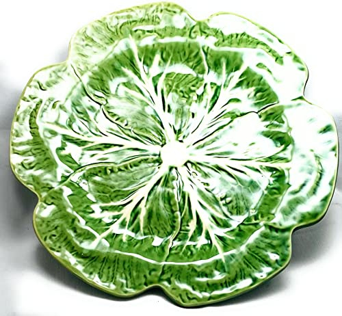 Bordallo Pinheiro 12 Green Cabbage Dinner Plate/Charger ~ Portugal Majolica