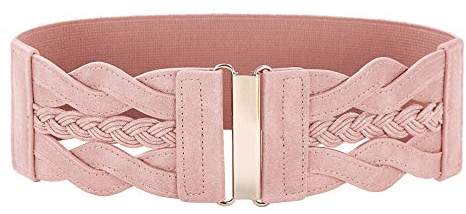 GRACE KARIN Damen elastischer Vintage-Gürtel, dehnbar, Retro-Gürtel - Pink - Large