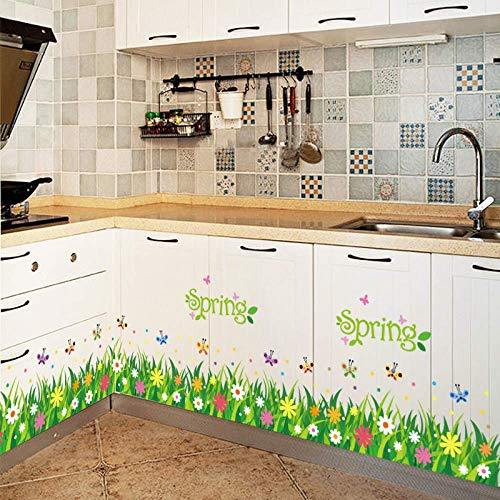 Removable PVC Stickers, Pansy Skirting Wall Stickers, Bedroom Living Room Children's Room Decoration Wallpaper, Finished Product 134 * 60 cm 5 Sheets