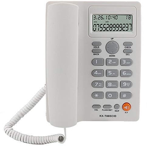 V BESTLIFE Telefono, KX-T885 Riduzione del Rumore Chiamata in Vivavoce Telefono Fisso con Display ID chiamante per Ufficio/Hotel/casa, ECC.(Bianca)